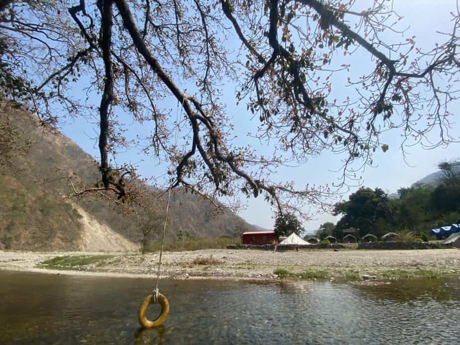 Riverfront view of riverstone camp rishikesh